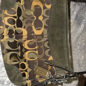 Coach Brown and Tan Shoulder Bag with Signature Pattern